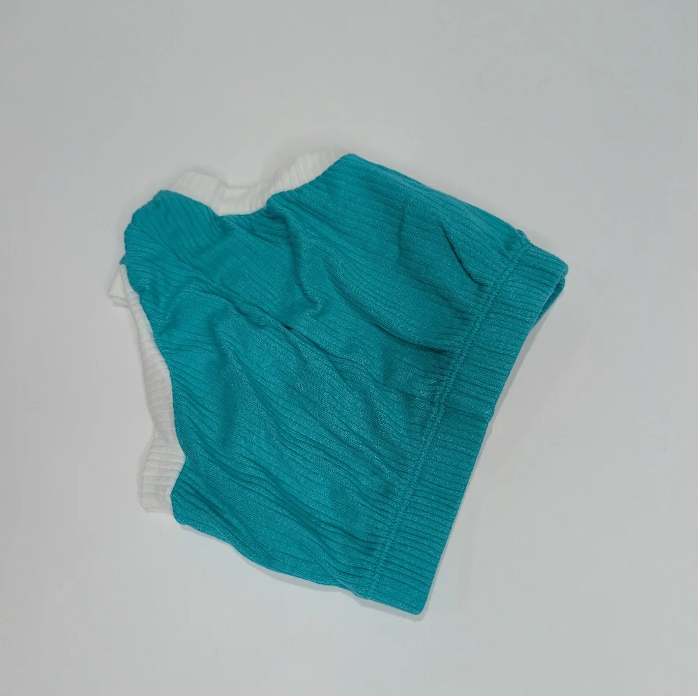 Cat & Jack Baby Summer Outfit Set | 12M | Teal Hot Pants, Striped Bodysuit & Bib